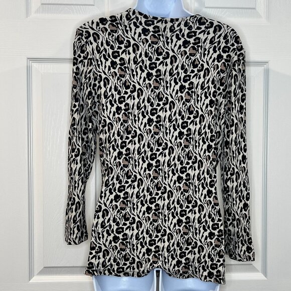 I.N.C. leopard print womens top long sleeve v-neck lightweight XL - Picture 3 of 4